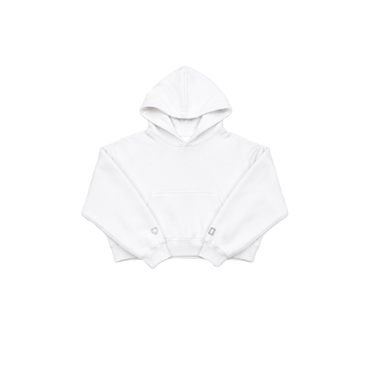 White Cropped Hoodie