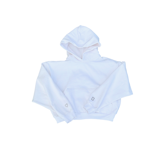 White Cropped Hoodie